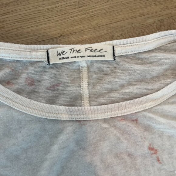 ** We The Free Womens Blouse White pink Space Dye Long Sleeve Scoop Neck M - Picture 7 of 8